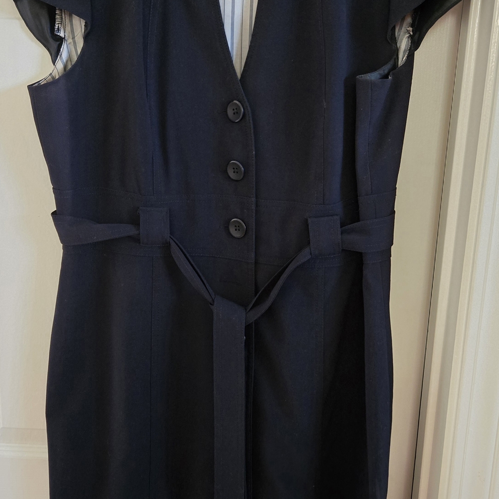 Navy Sleeveless Button-Down Dress
